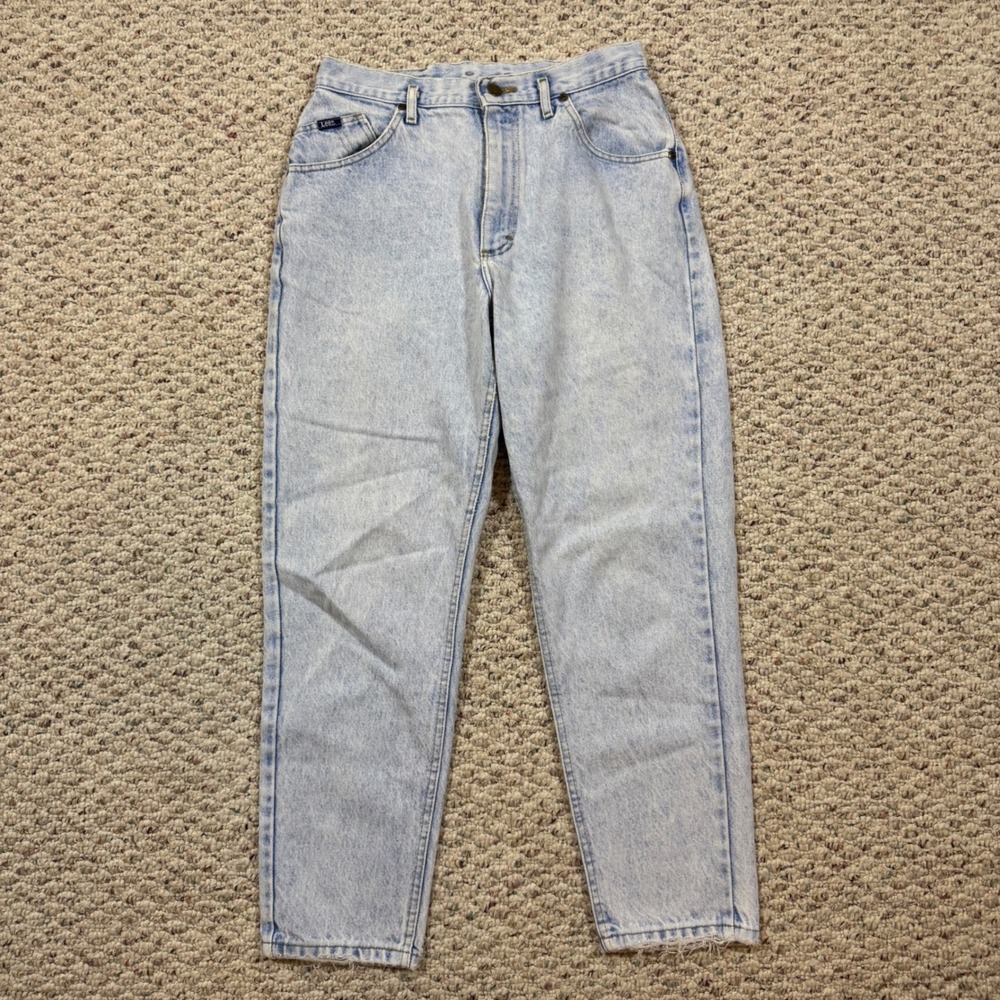 Vintage Lee High Waisted Mom Jeans Light Acid Wash Tapered Leg USA Made 13 PET